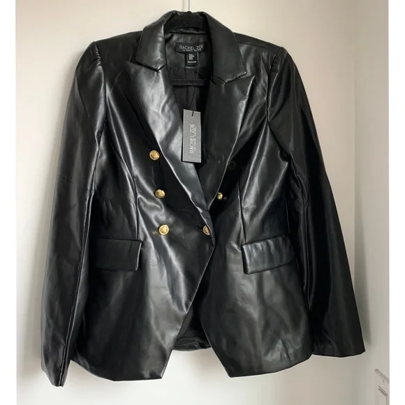 Rachel Zoe Leather Black Blazer Blogger Fav - Picture 3 of 7